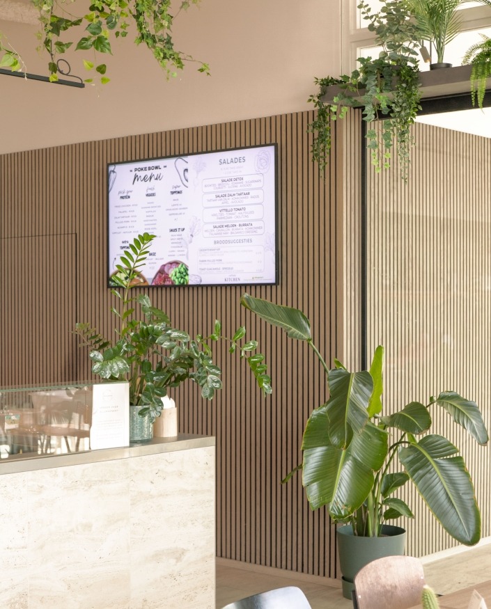 acoustic panels in interior with plants